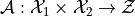 \mathcal{A}: \mathcal{X}_1 \times \mathcal{X}_2
\rightarrow \mathcal{Z}