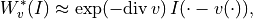 W_v^*(I) \approx \exp(-\mathrm{div}\, v) \, I(\cdot - v(\cdot)),