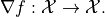 \nabla f: \mathcal{X} \to \mathcal{X}.
