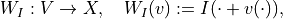 W_I : V \to X, \quad W_I(v) := I(\cdot + v(\cdot)),