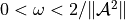 0 < \omega < 2/\lVert \mathcal{A}^2\rVert