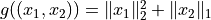 g((x_1, x_2)) = \|x_1\|_2^2 + \|x_2\|_1