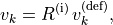 v_k = R^{(\mathrm{i})}\, v_k^{(\text{def})},