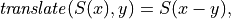 \mathit{translate}(S(x), y) = S(x - y),