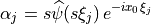 \alpha_j = s\widehat{\psi}(s\xi_j)\, e^{- i x_0 \xi_j}