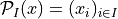 \mathcal{P}_I(x) = (x_i)_{i \in I}