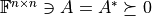 \mathbb{F}^{n \times n} \ni A = A^* \succeq 0