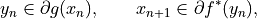y_n \in \partial g(x_n), \qquad x_{n+1} \in \partial f^*(y_n),